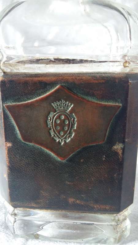 Leather wrapped vintage glass Decanter